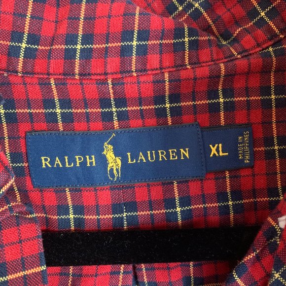 Ralph Lauren Men's Button Down Shirt Red Plaid - Picture 3 of 5